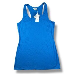 NWT Helmut Lang Women's Tank Top Sz M Blue Micro Modal Stretch‎ Racerback